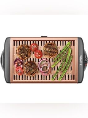 CHEFMAN Smokeless Tabletop Adjustable Temperature Electric Copper Indoor Grill